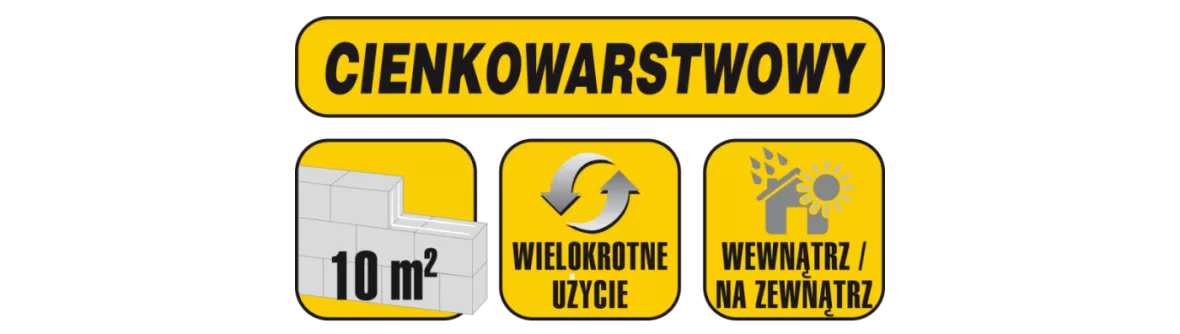 4 piktogramy z żółtym tłem dlaczego warto wybrać Soudabond Blocks Pro