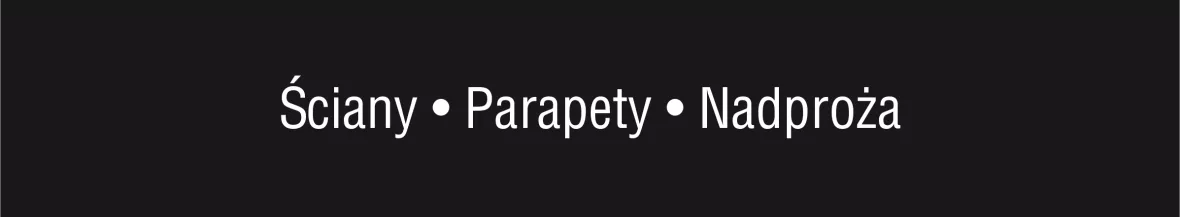 Czarny pasek z napisem Ściany Parapety Nadproża