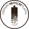 napis Contains Recycled Plastic z ikoną kruszącego się kartusza 